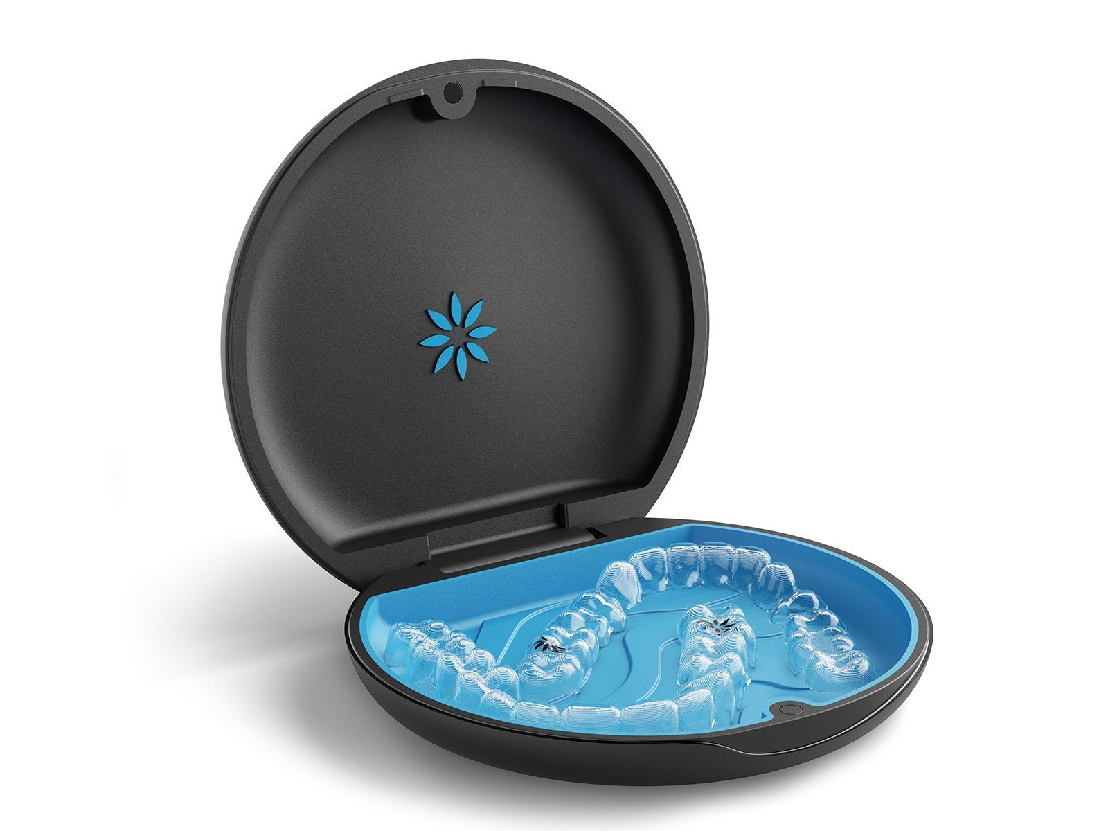 Invisalign aligner case black with blue interior