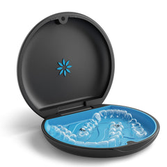 Invisalign aligner case black with blue interior
