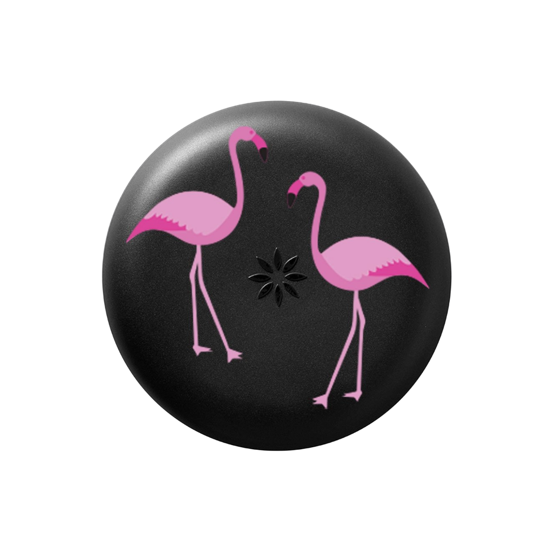 Two flamingos on a black aligner case