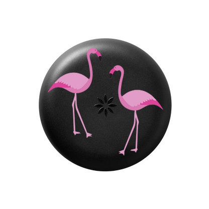 Two flamingos on a black aligner case
