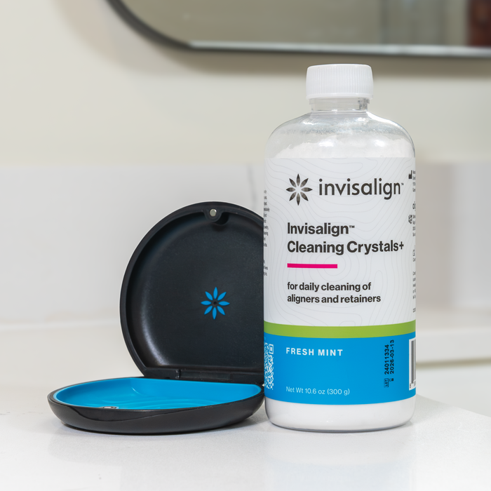  Invisalign Cleaning Crystals+ 300g bottle with black aligner case