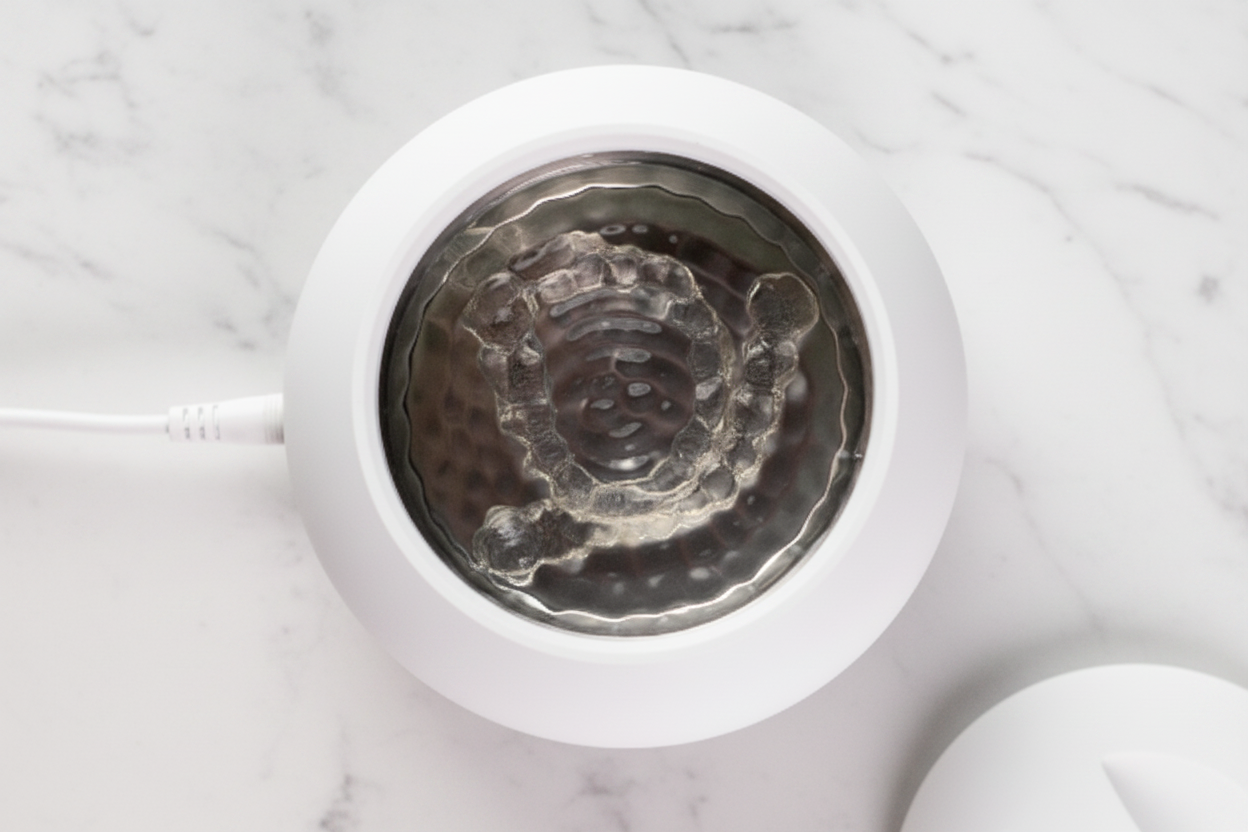 Ultrasonic Cleaner on White Marble