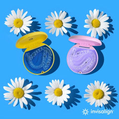 Invisalign pink and yellow cases gif